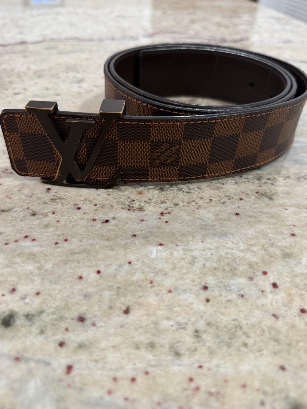 Louis Vuitton Brown Damier Canvas Men's Belt with LV Buckle